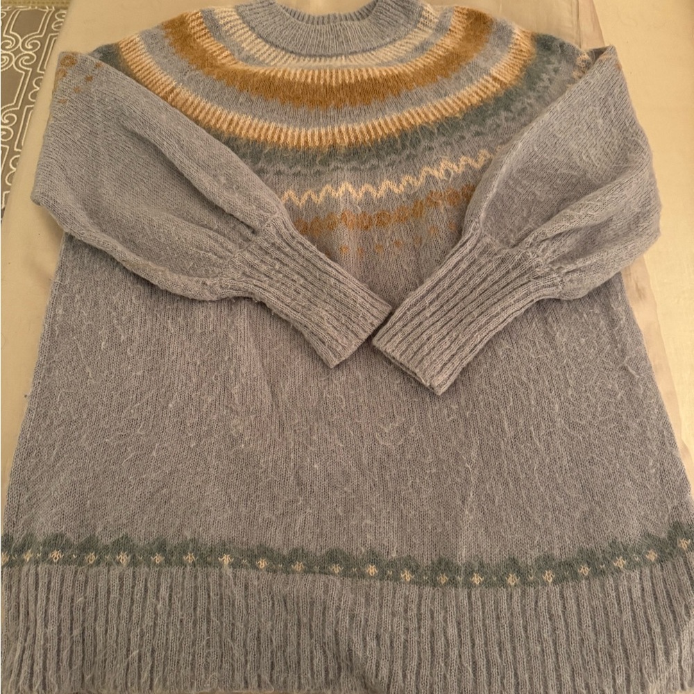 J. Crew Blue Fair Isle Sweater, Size XXS